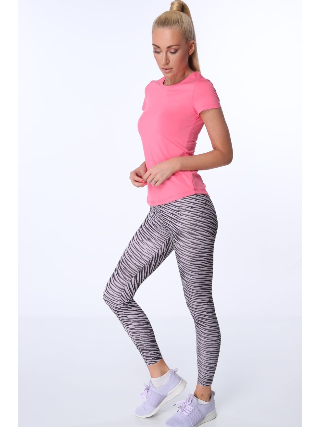 Sports leggings with patterns, pale pink MR15285 - Online store - Boutique